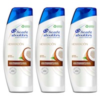 Pack x3 Shampoo Head&Shoulders Hidratación Aceite Coco 375ml